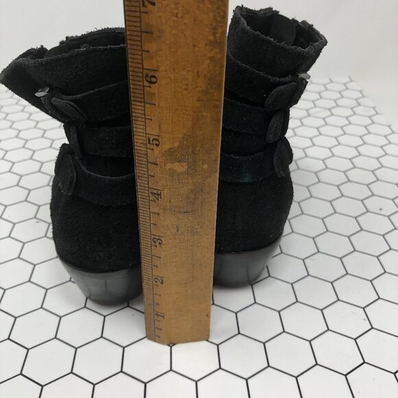 Rebecca Minkoff Alex Black Suede Buckle Booties 9 - Picture 7 of 10